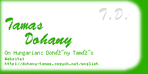 tamas dohany business card